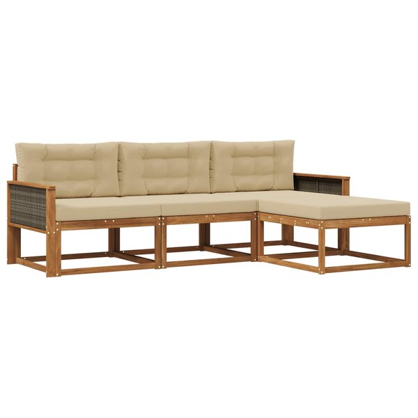 vidaXL Ensemble de canapés d'extérieur 4 pc Naturel et Beige