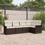 vidaXL Ensemble de canapé de jardin 5 Pièces Marron Poly rotin