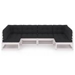 vidaXL Salon de jardin avec coussins 6 Pièces blanc bois de pin massif