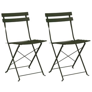 vidaXL Chaise de jardin pliante 2 pc Vert Métal