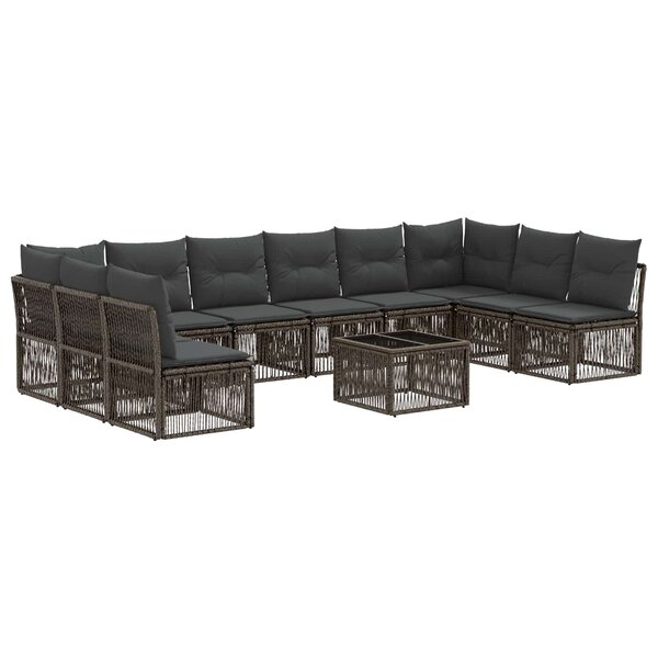 vidaXL Ensemble de canapé de jardin 11 pc Gris polyrotin