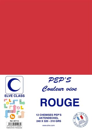 Pqt de 12 Chemises 210 g 240 x 320 mm PEP'S Coloris Vifs Rouge ELVE