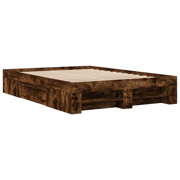 vidaXL Cadre de lit sans matelas chêne fumé 140x200 cm bois ingénierie
