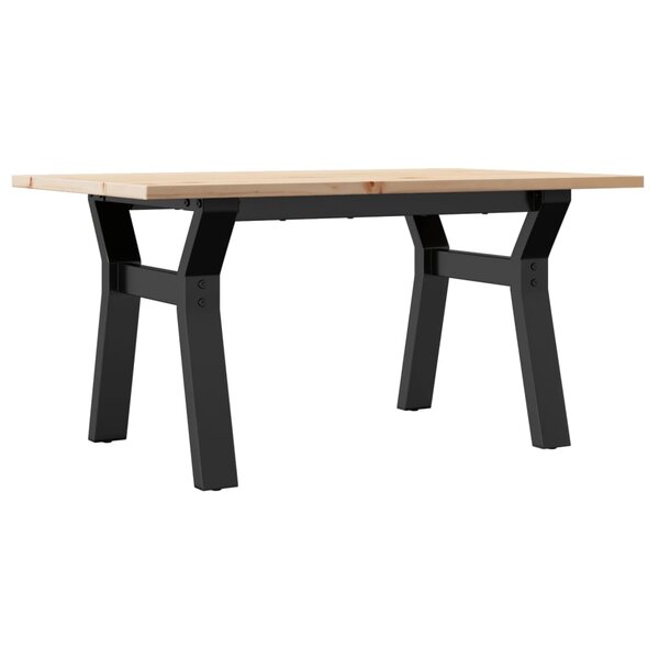 vidaXL Table basse cadre en Y 80x50x40 cm bois de pin massif et fonte