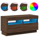 vidaXL Meuble TV avec lumières LED chêne marron 80x35x40 cm