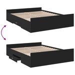 vidaXL Cadre de lit avec tiroirs sans matelas noir 160x200 cm