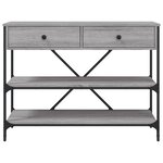 vidaXL Table console avec tiroirs et étagères gris bois d'ingénierie