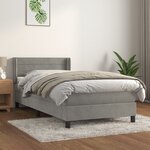 vidaXL Sommier à lattes de lit et matelas Gris clair 90x200 cm Velours