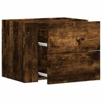 vidaXL Table de chevet murale chêne fumé 45x30x35 cm