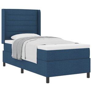 vidaXL Lit à ressorts avec matelas Bleu 190 x 90 cm tissu
