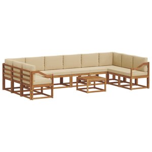vidaXL Ensemble de canapés d'extérieur 11 pc Naturel et Beige