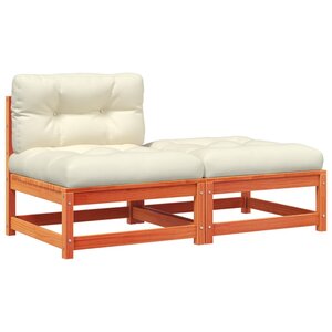vidaXL Canapé de jardin sans accoudoirs avec coussins et repose-pieds