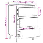 vidaXL Table de chevet avec pieds en métal vieux bois 40x35x69 cm
