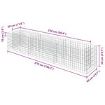 vidaXL Lit surélevé à gabion Acier galvanisé 270x50x50 cm