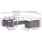 vidaXL Salon de jardin 10 Pièces avec coussins marron résine tressée