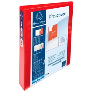 Classeur Personnalisable Rigide 2 Poches Kreacover - 4 Anneaux En D 30mm - A4 Maxi - Rouge - X 10 - Exacompta