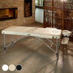 Tectake Table de massage Pliante 2 Zones Aluminium Portable + Housse - beige