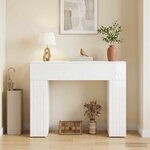 vidaXL Table basse Blanc brillant 102 x 35 x 75 cm Bois d'ingénierie