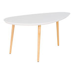 Table basse blanche avec pieds en bois 60 x 110 x 45 cm