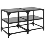 vidaXL Tables basses avec dessus en verre noir 2 Pièces 40x40x45 cm acier