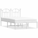 vidaXL Cadre de lit métal sans matelas et tête de lit blanc 120x200 cm