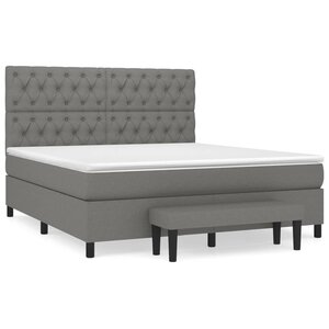 vidaXL Sommier à lattes de lit avec matelas Gris foncé 160x200cm Tissu