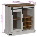 vidaXL Buffet HALDEN porte coulissante blanc 80x40x80 cm bois massif