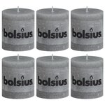 Bolsius Bougies pilier rustiques 6 Pièces 80 x 68 mm Gris clair