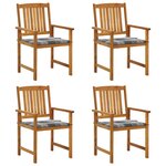 vidaXL Chaises de jardin avec coussins lot de 4 Bois d'acacia massif