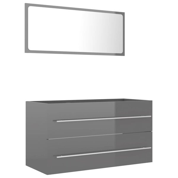 vidaXL Ensemble de meubles de bain 2 Pièces Gris brillant Aggloméré
