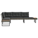 vidaXL Canapé de jardin avec coussins en forme de L gris rotin acacia