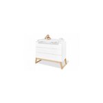 Commode à langer Bridge large Semi poli fin  MDF uni laqué blanc massif frêne laqué clair