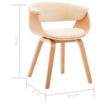 vidaXL Chaise à manger crème bois courbé et similicuir