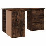 Bureau table poste de travail meuble d'ordinateur informatique étude d'angle chêne fumé 145 x 100 x 76 cm bois d'ingénierie brun 02_0023672