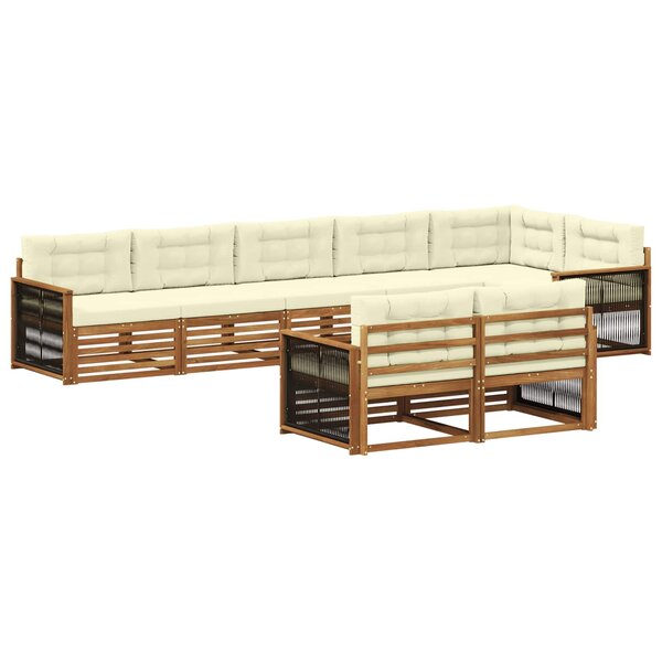 vidaXL Ensemble de canapés d'extérieur 8 pc Naturel et Crème