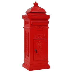 Boîte aux lettres à pilier aluminium vintage antirouille Rouge Rouge 02_0041556