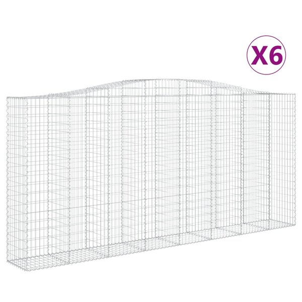 vidaXL Paniers à gabions arqués 6 Pièces 400x50x180/200 cm Fer galvanisé