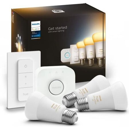 Philips hue blanc ambiance kit de démarrage ampoule led connectée - e27 x3 et télécommande hue