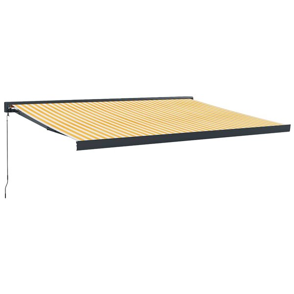 vidaXL Auvent rétractable jaune et blanc 4x3 m tissu et aluminium