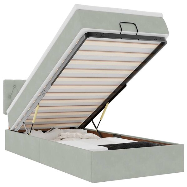 vidaXL Cadre de lit ottoman et matelas gris clair 90x200 cm velours