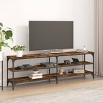 vidaXL Meuble TV chêne fumé 160x30x50 cm bois d'ingénierie