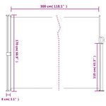 vidaXL Auvent latéral rétractable beige 170x300 cm