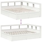 vidaXL Lit bibliothèque sans matelas blanc 160x200 cm bois pin massif