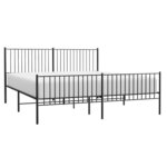 vidaXL Cadre de lit métal sans matelas avec pied de lit noir 193x203cm