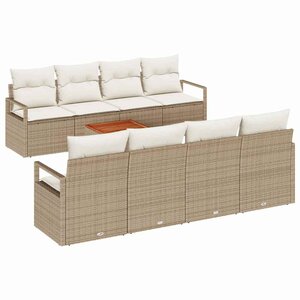 vidaXL Ensemble de canapé de jardin 9 Pièces Beige et blanc