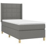 vidaXL Sommier à lattes de lit matelas LED Gris foncé 90x190cm Tissu