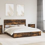 vidaXL Lit de Rangement Chêne fumé 180 x 200 cm Bois d'ingénierie