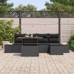 vidaXL Ensemble de canapé de jardin 6 Pièces Noir Poly rotin