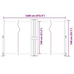 vidaXL Auvent latéral rétractable Crème 140x1200 cm
