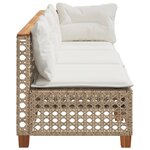 vidaXL Canapé de jardin avec coussins 3 places beige résine tressée